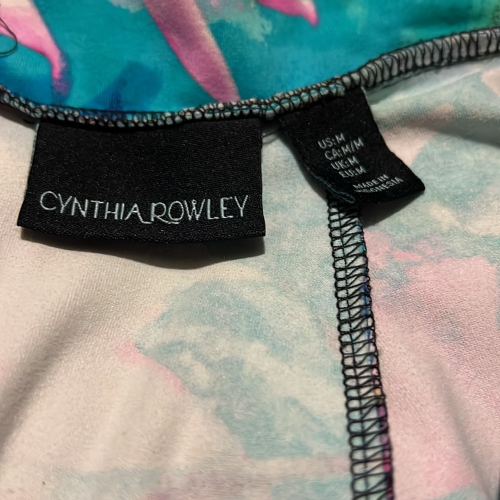 Cynthia Rowley Sz MD Pleated Pockets Skirt Floral Watercolor Girly Blue Pink EUC - Picture 6 of 7
